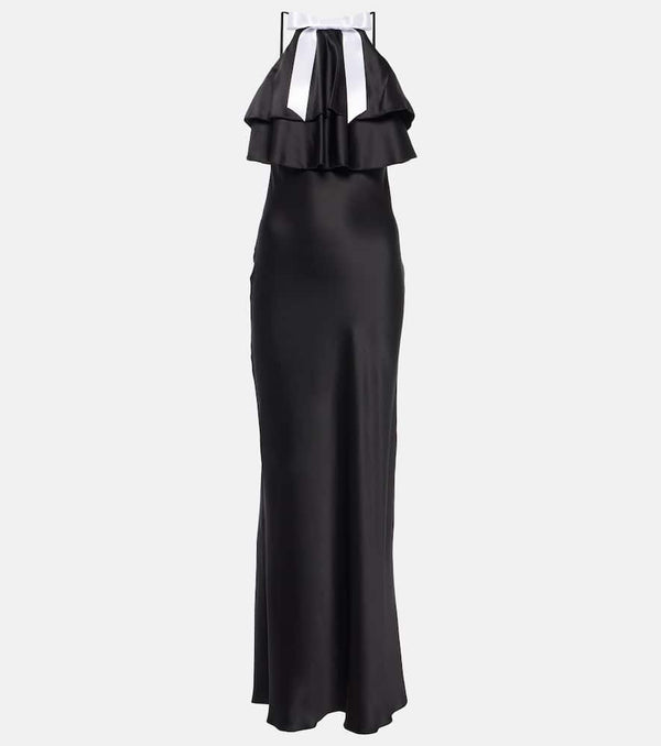 Rodarte Bow-detail halterneck silk satin gown