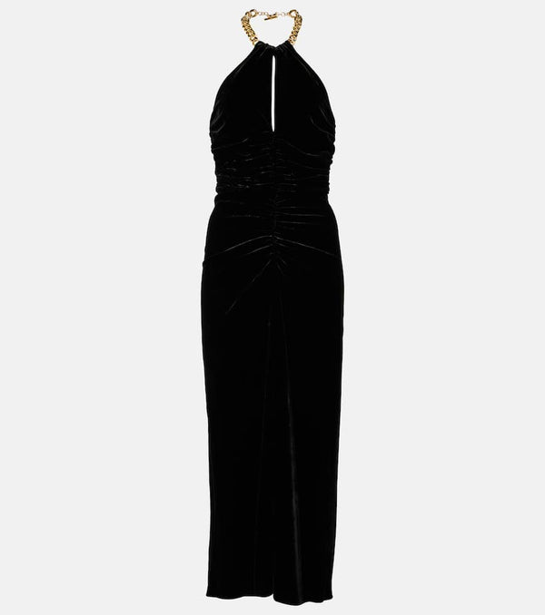 Veronica Beard Josette halterneck velvet midi dress