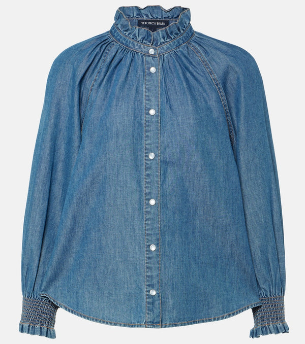 Veronica Beard Calisto ruched denim shirt