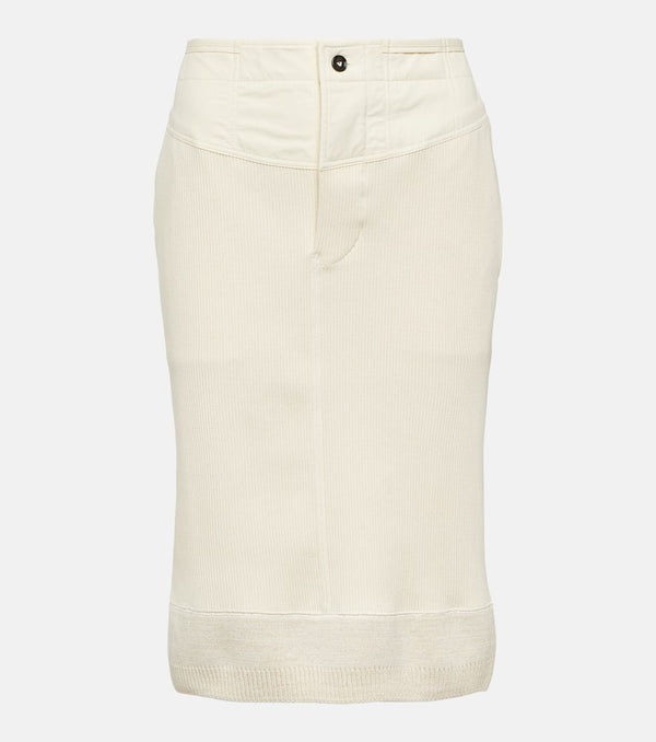 Bottega Veneta Ribbed-knit cotton jersey midi skirt