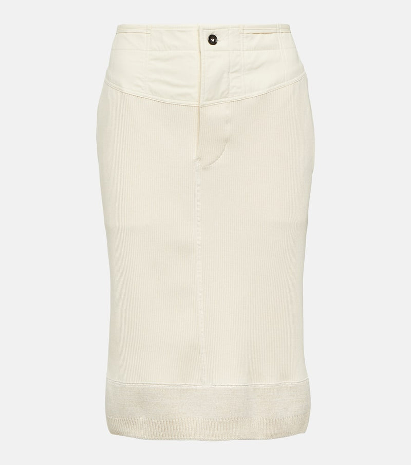 Bottega Veneta Ribbed-knit cotton jersey midi skirt