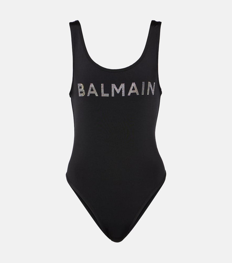 Balmain Logo embellished swimsuit