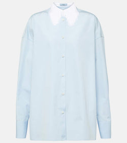 Prada Fringe-trimmed cotton poplin shirt