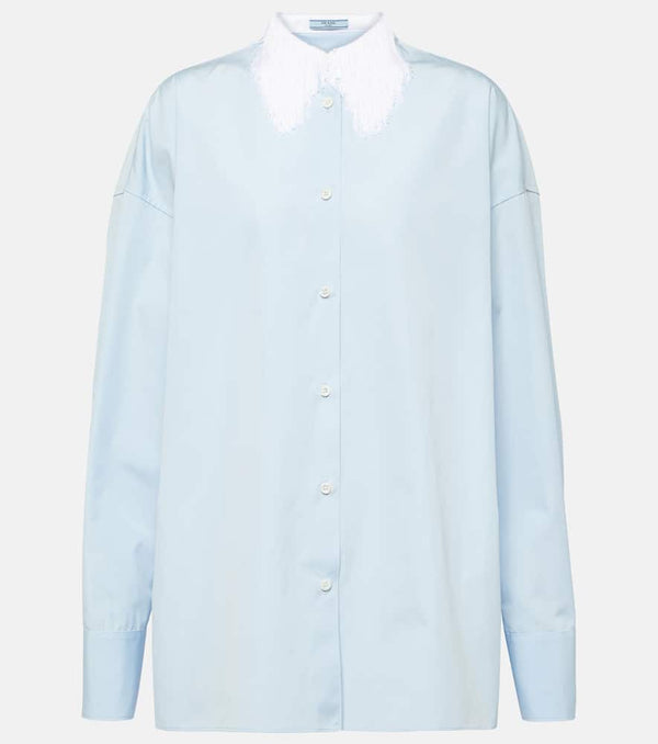 Prada Fringe-trimmed cotton poplin shirt