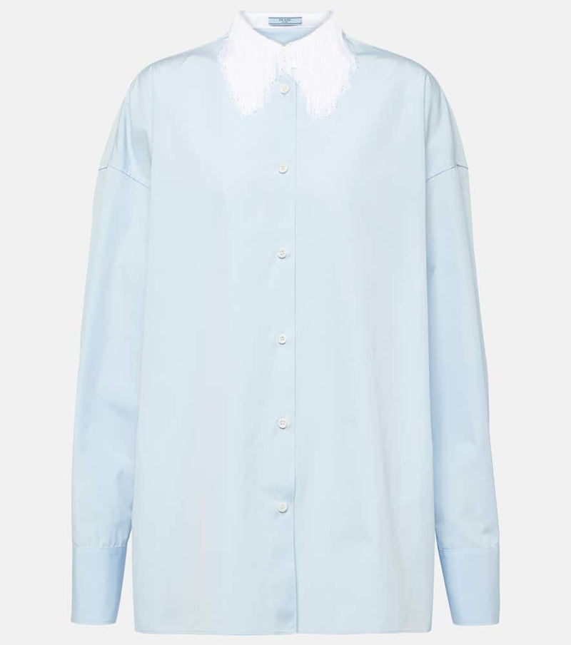 Prada Fringe-trimmed cotton poplin shirt