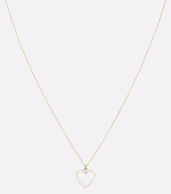 Sophie Bille Brahe Pearl Heart 14kt gold pendant necklace with pearls