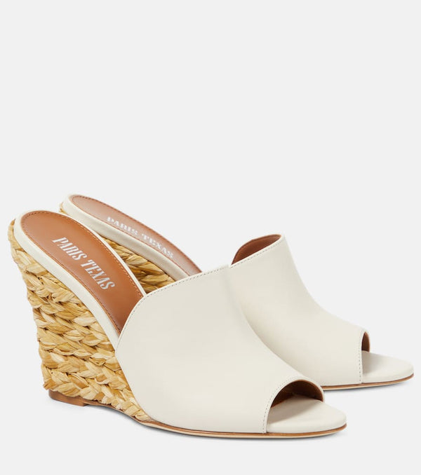 Paris Texas Deia 100 leather-trimmed espadrille wedges