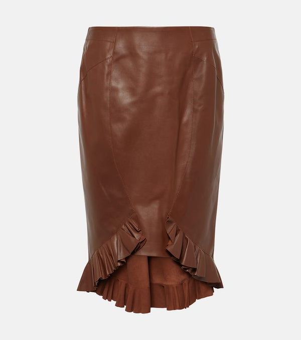 Tom Ford Ruffled leather midi skirt