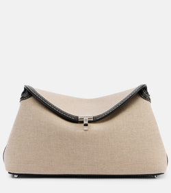 Toteme T-Lock leather-trimmed canvas clutch