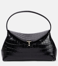 Toteme T-Lock croc-effect leather clutch