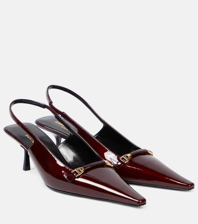 Saint Laurent Carine 55 patent leather slingback pumps