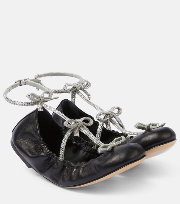 Rene Caovilla Caterina embellished leather ballet flats