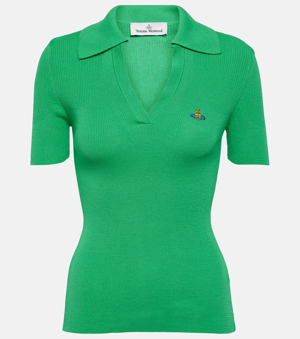 Vivienne Westwood Marina ribbed-knit cotton polo shirt