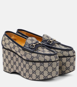 Gucci Gucci Horsebit GG canvas platform loafers