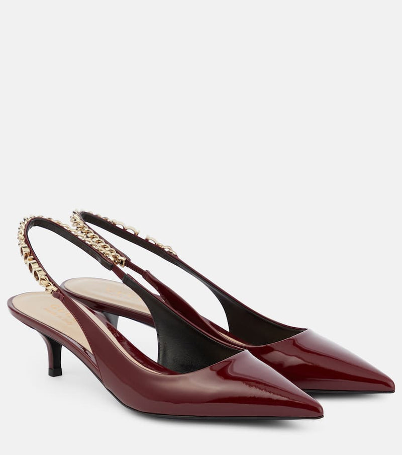 Gucci Gucci Signoria patent leather slingback pumps