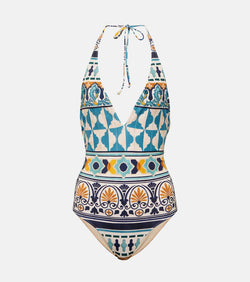 La DoubleJ Printed halterneck swimsuit