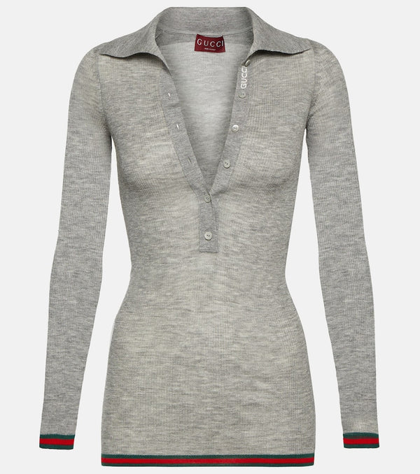 Gucci Ribbed-knit cashmere and silk top