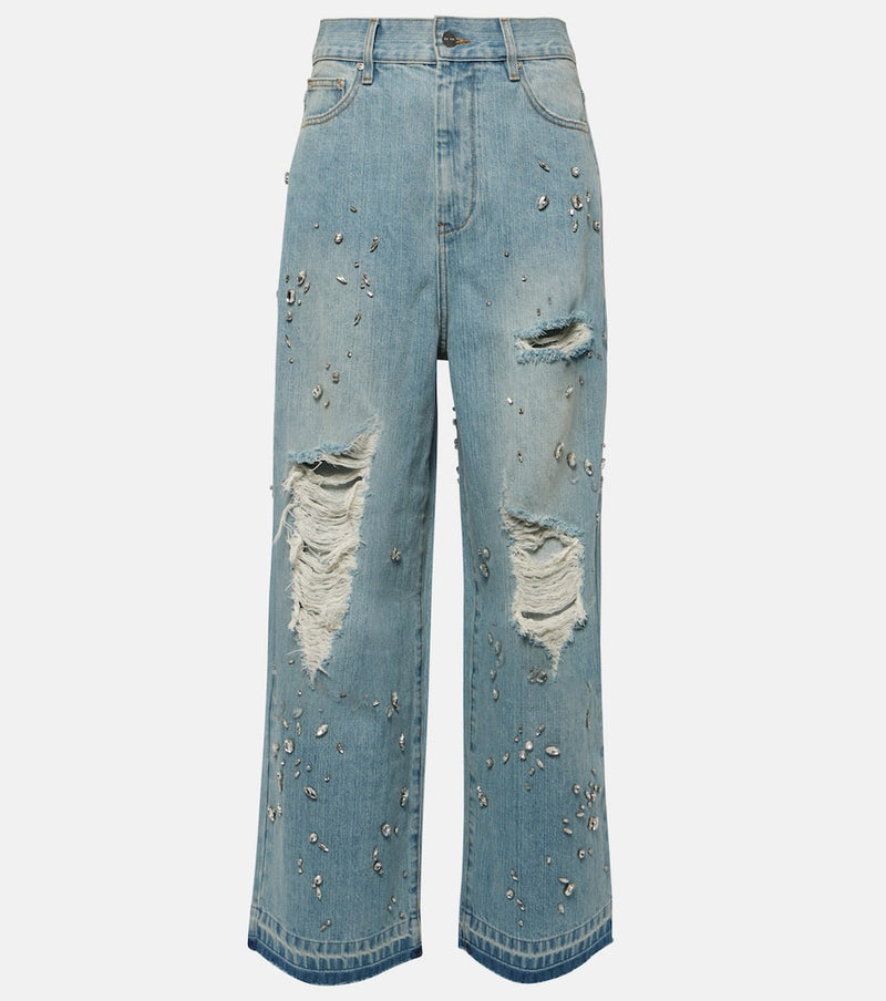 Xu Zhi Rhinestone-embellished wide-leg jeans