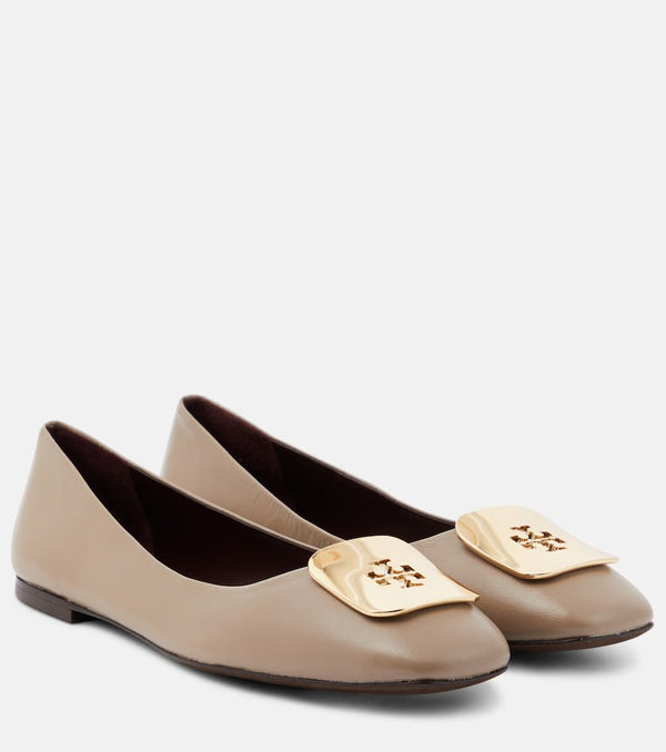 Tory Burch Georgia logo leather ballet flats