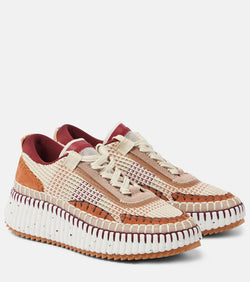 Chloé Nama leather-trimmed sneakers