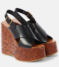 Chloe Maxime leather wedge sandals