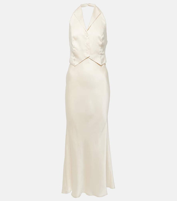 Rixo Bridal Estella open-back silk midi dress