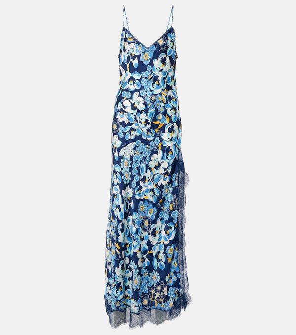 Poupette St Barth Floral lace-trimmed slip dress