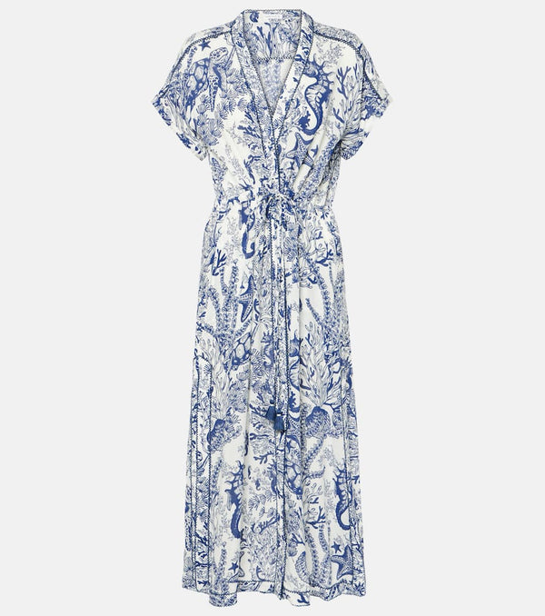 Poupette St Barth Mya floral pleated shirt dress