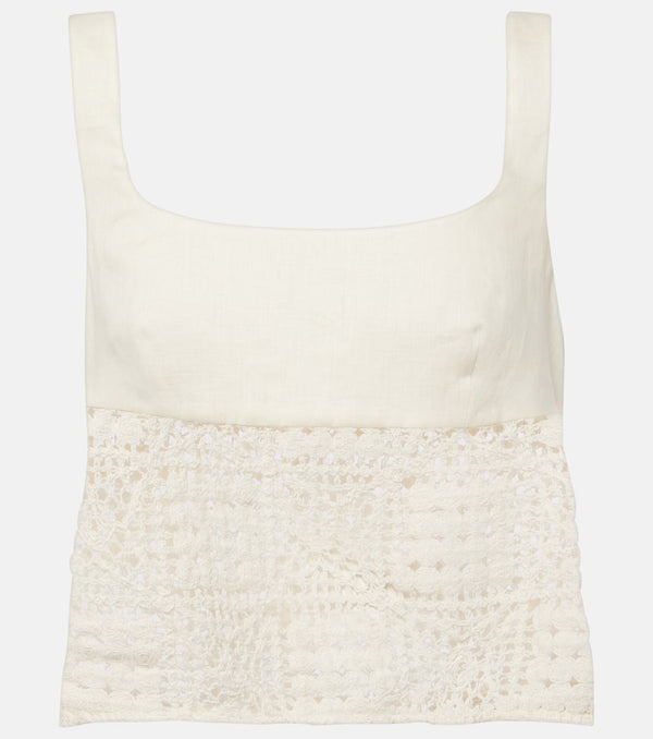 SIR Rayure linen crop top