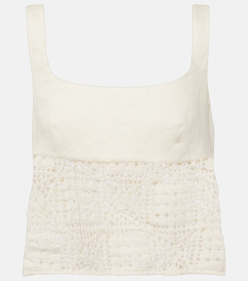 SIR Rayure linen crop top