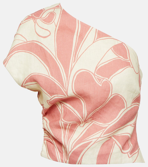 SIR Belletto printed one-shoulder linen top