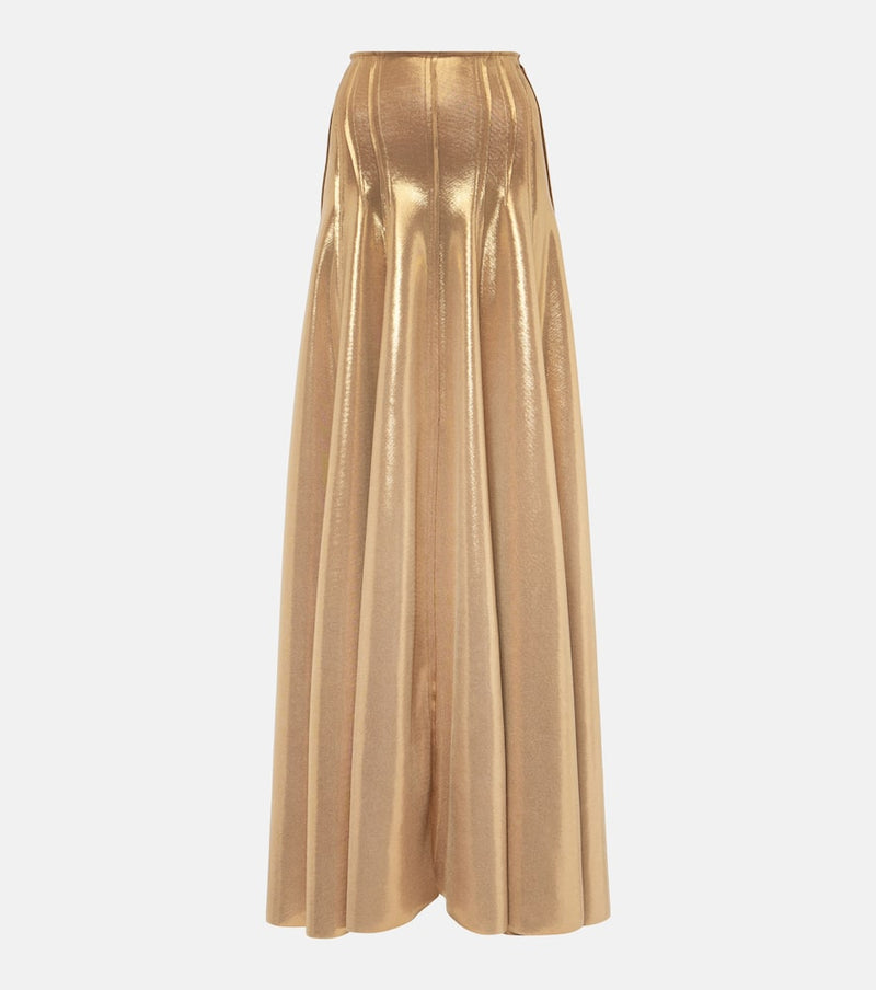 Norma Kamali Grace high-rise lamé maxi skirt