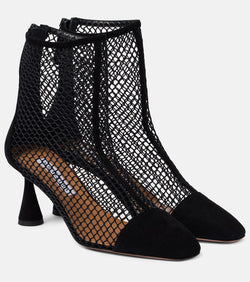 Aquazzura Amore suede and mesh ankle boots