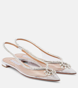 Aquazzura Seduction crystal-embellished PVC slingback flats