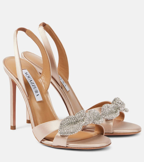 Aquazzura Very Bow Tie embellished satin sandals