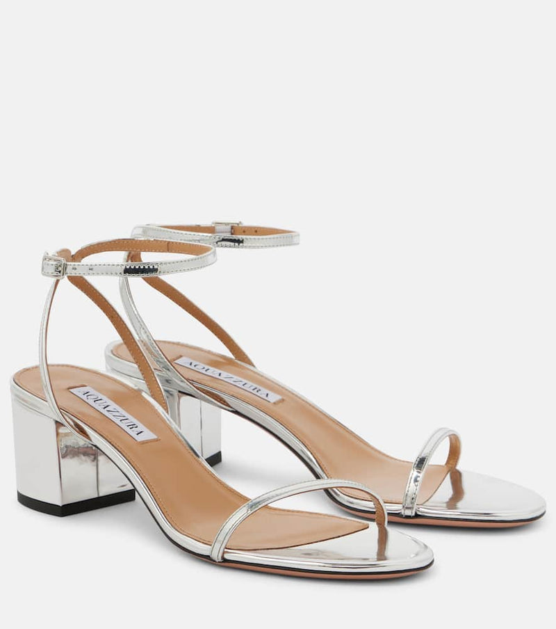 Aquazzura Olie 50 mirrored leather sandals