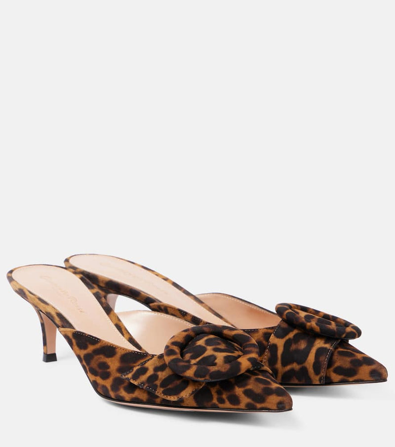 Gianvito Rossi Portofino 55 leopard-print suede mules