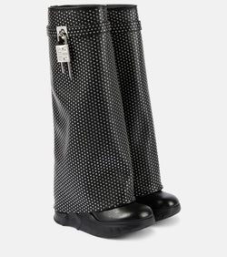 Givenchy Shark Lock Biker studded leather knee-high boots