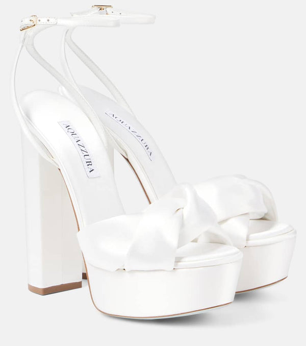 Aquazzura Bridal Olie 140 satin platform sandals