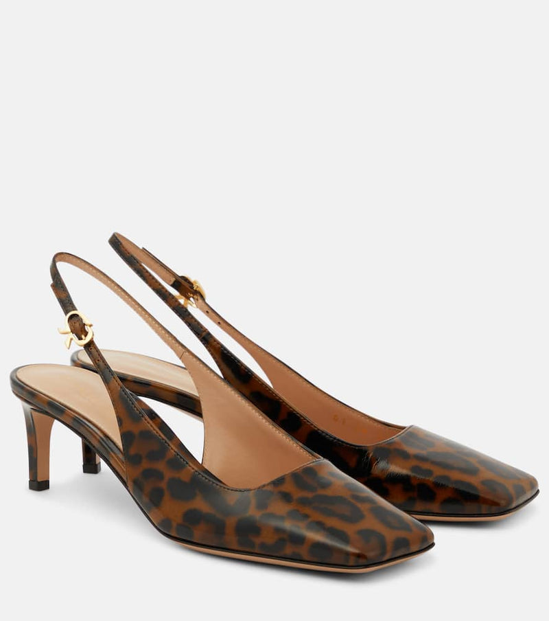 Gianvito Rossi 55 patent leather slingback pumps