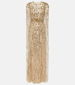 Jenny Packham Caped sequined gown