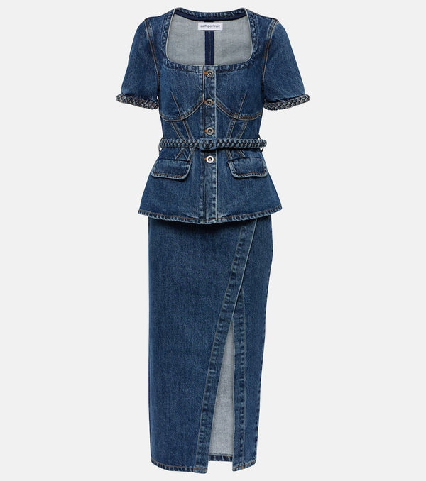 Self-Portrait Denim midi dress