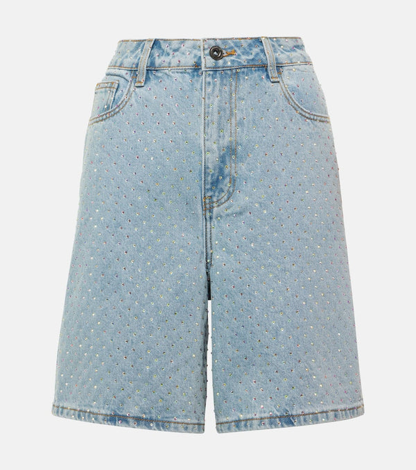 Self-Portrait Embellished denim shorts