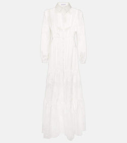 Self-Portrait Lace-trimmed cotton maxi dress