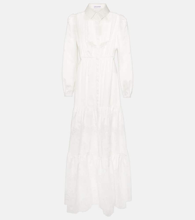 Self-Portrait Lace-trimmed cotton maxi dress