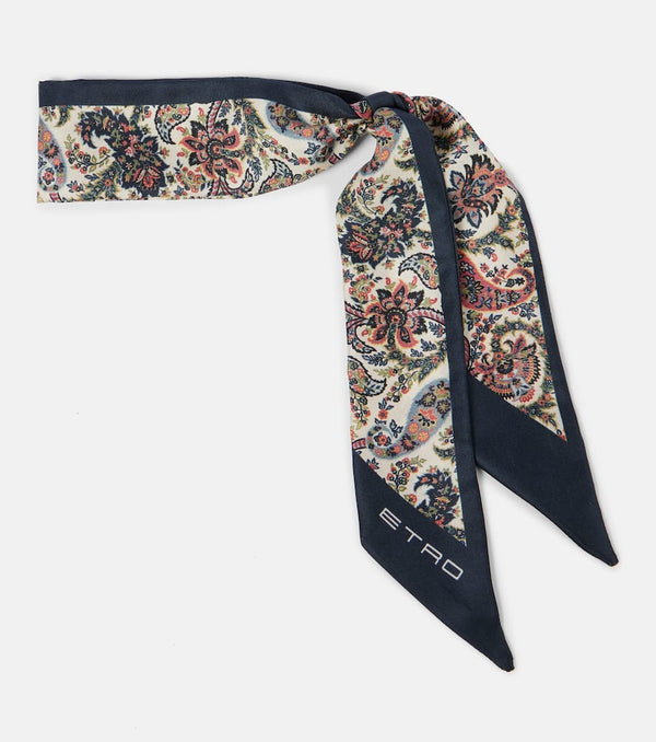 Etro Paisleyina printed silk twill scarf