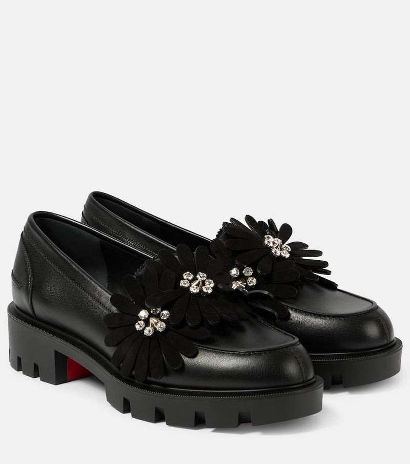 Christian Louboutin Flora Moc embellished leather loafers