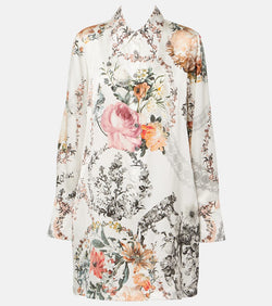 Camilla Floral silk satin shirt dress