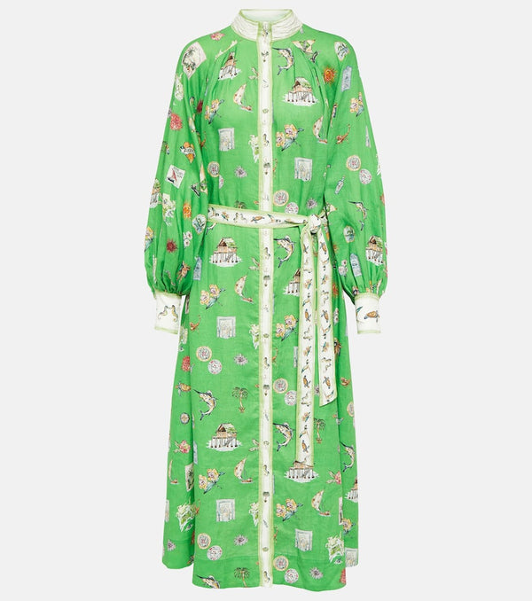 Alémais Printed linen midi dress