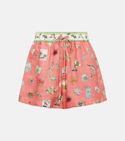 Alémais Printed linen shorts